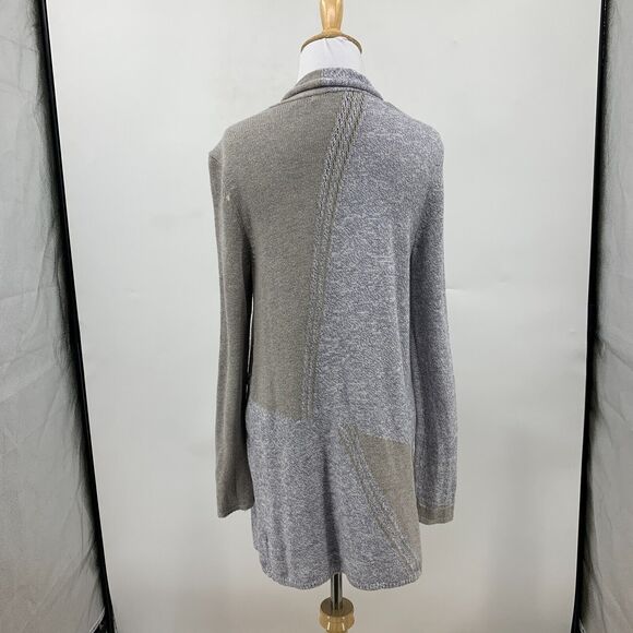 Nic + Zoe Open Front Cardigan Sweater Womens S Small Braided Trim Colorblock - Picture 3 of 11